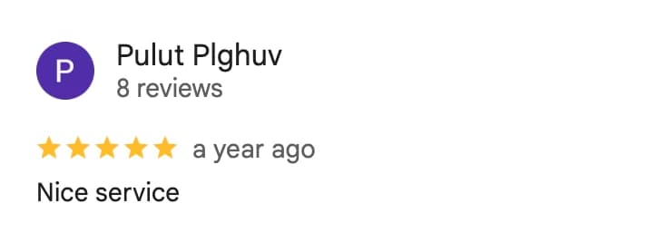 Avis Google 5 etoiles de Pulut Plghuv : « Nice service »